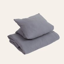 Musselin Bettwäsche in grau für Kleinkinder und in Normalgröße von hjärtslag design