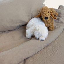 hjärtslag design Bettwäsche Kleinkind aus Musselin in dark beige