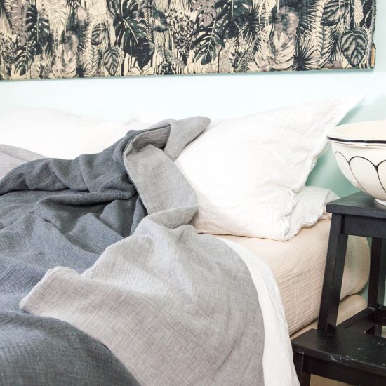 Musselin von hjärtslag design in Grau und Anthrazit Melange