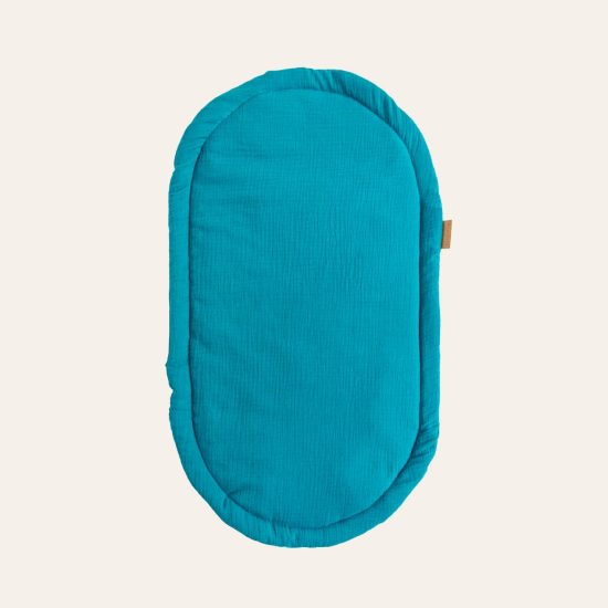 Topponcino aus Musselin - Unterlage für Neugeborene in türkis